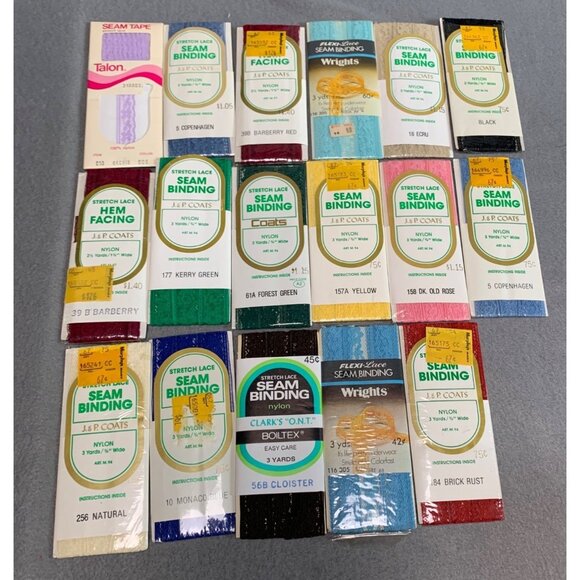 Vintage Assorted Seam Binding Lot - J&P Coats Talon & Wrights - Picture 2 of 8